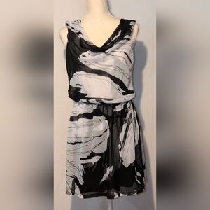Women's Express cowl chiffon sleeveless dress. Like New. Sz. M. Black&White.